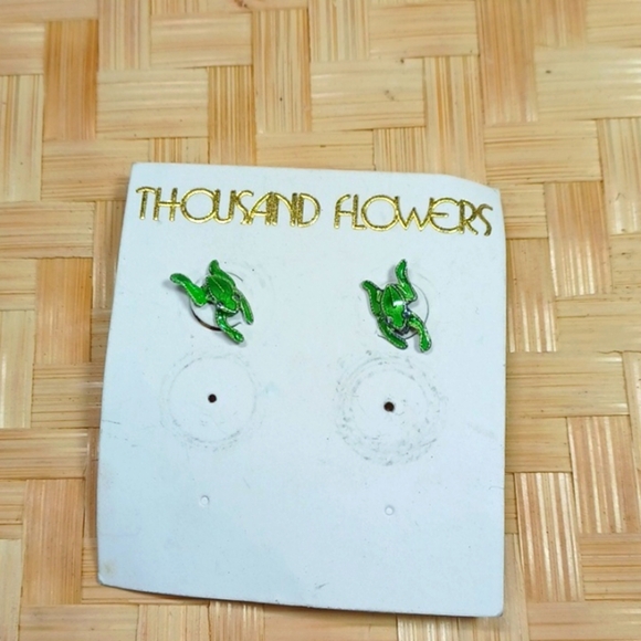 Thousand Island Frog Post Earrings New - Picture 1 of 4